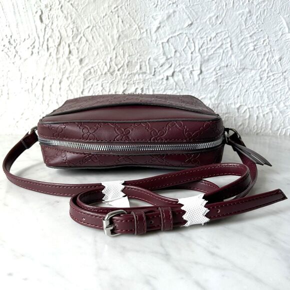 Nine West Calandra Mini Crossbody Bag Merlot Leather Women's Purse Zip Top - Picture 4 of 8